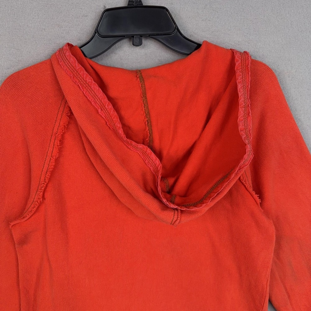 Free People Shirt Womens Large Orange Hooded Tunic Top Boho Distressed Grunge - Picture 9 of 16